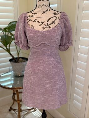 Altar’d State Lavender Puff Sleeve Mini Dress Size S